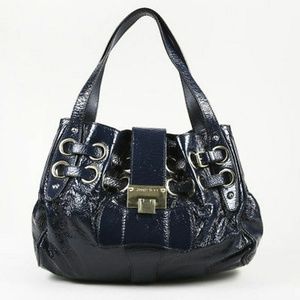 Jimmy Choo Handbag Navy Blue Patent Leather Ramona